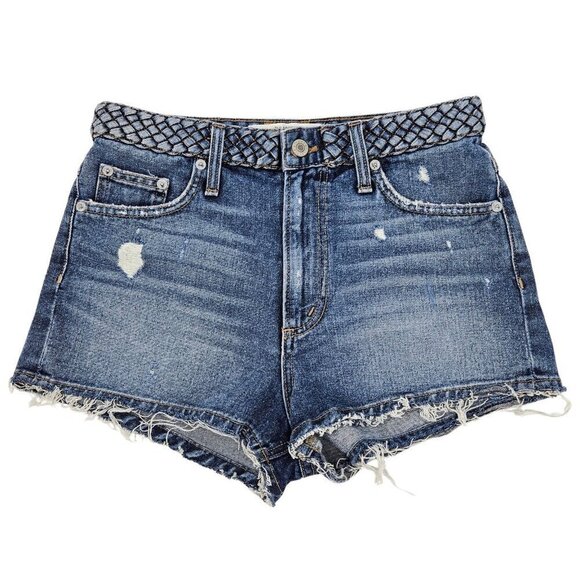 Tularosa Emma High Rise Denim Jean Shorts Dark Wash Women’s Size 26 Summer Beach - Picture 2 of 13